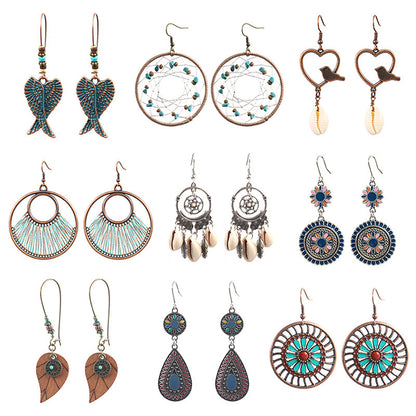 Vintage Bohemian Dreamcatcher Drop Earrings for Women