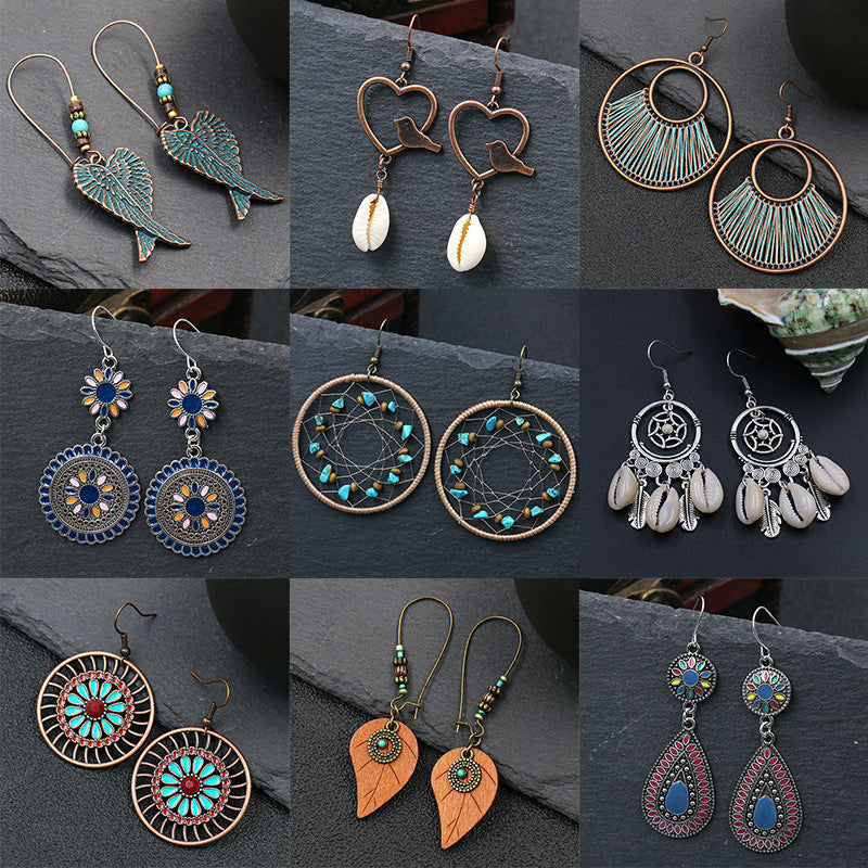 Vintage Bohemian Dreamcatcher Drop Earrings for Women