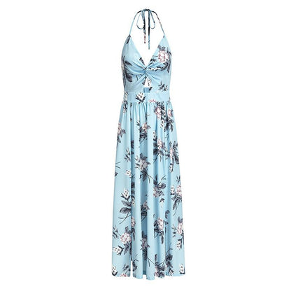 Sexy Halter Chiffon Long Beach Dresses-STYLEGOING