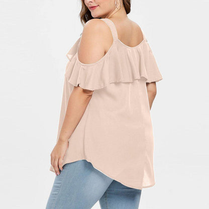 Bowknot Chiffon Plus Sizes Short Sleeves Shirts-STYLEGOING