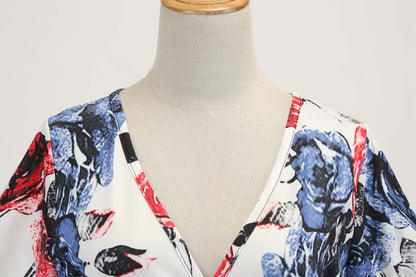 Vintage Deep V Neck Short Sleeves Dresses