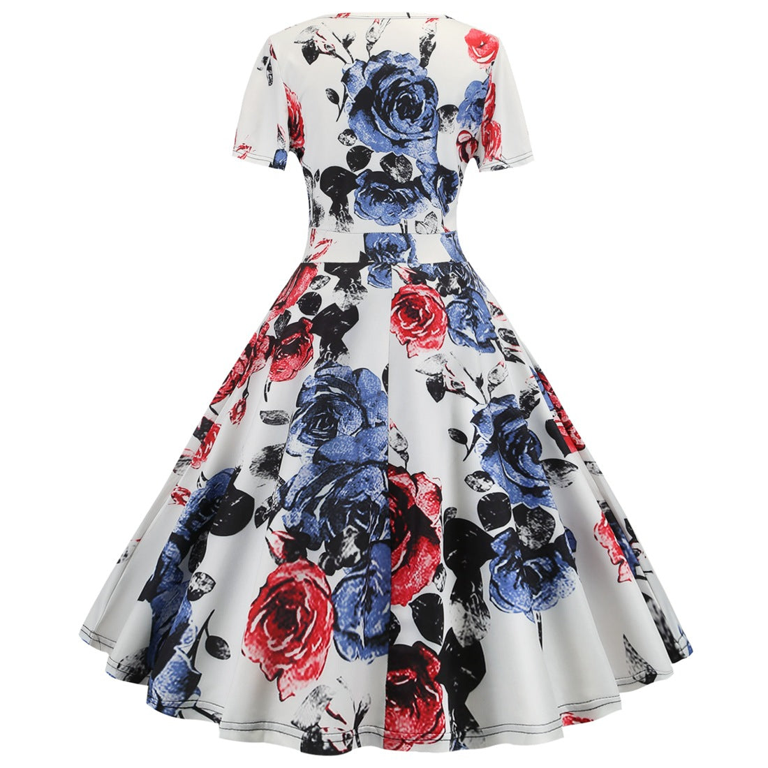 Vintage Deep V Neck Short Sleeves Dresses