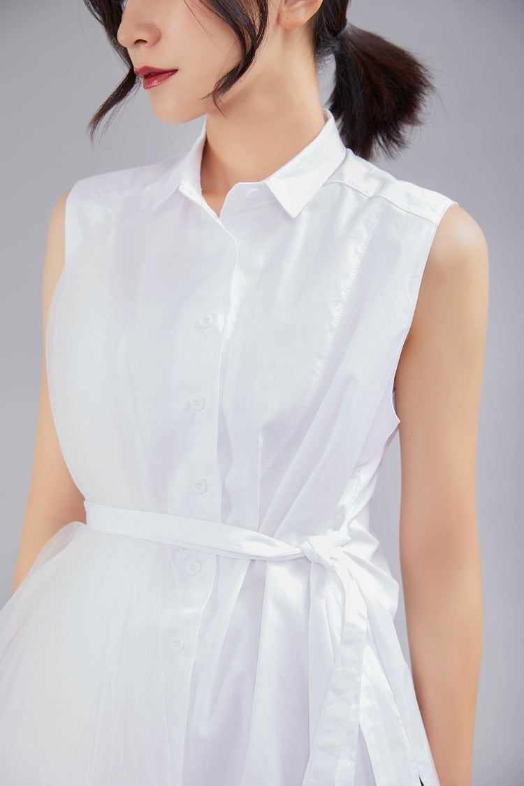 Designed Summer Irregular Tulle Sleeves Shirts Dresses