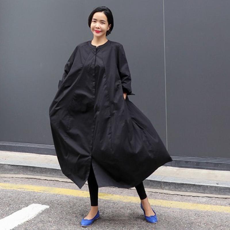Women Long Sleeves Round Neck Plus Sizes Shirt Dresses-STYLEGOING