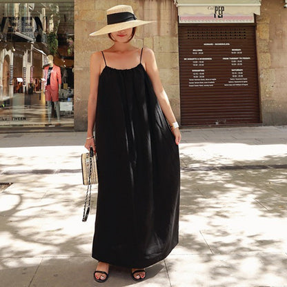 Casual Linen Sleeveless Strapless Backless Long Dresses