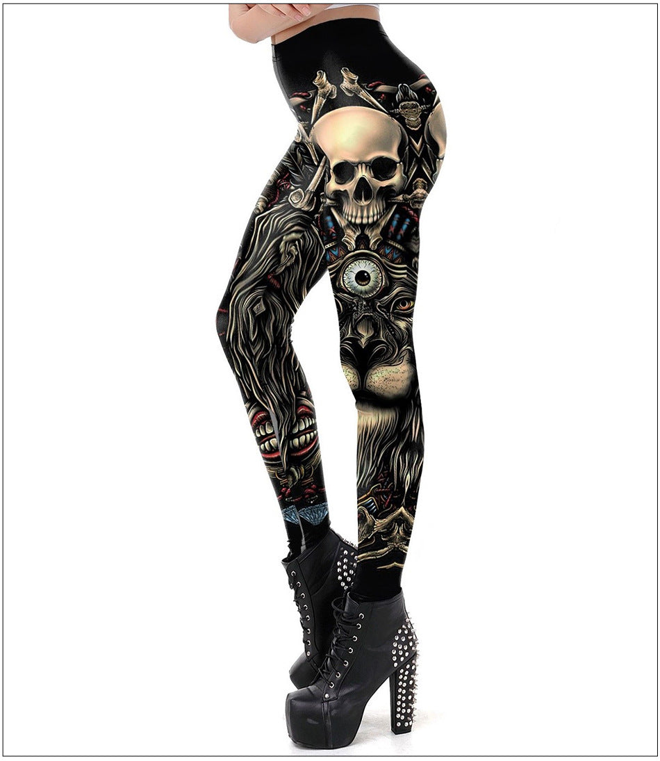 3D Human Skeleton Halloween Leggings for Women