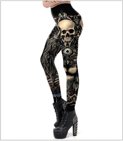 3D Human Skeleton Halloween Leggings for Women