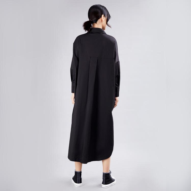 Leisure Long Sleeves Contrast Irregular Fall Shirt Dresses