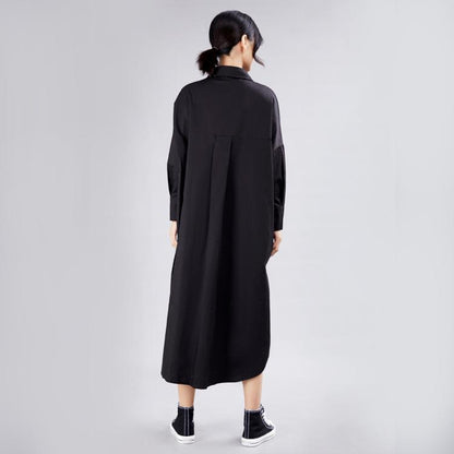 Leisure Long Sleeves Contrast Irregular Fall Shirt Dresses