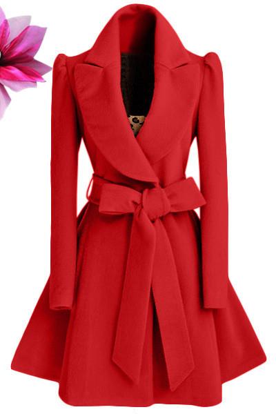 Women Slim Waist Overcoat with Belt-STYLEGOING