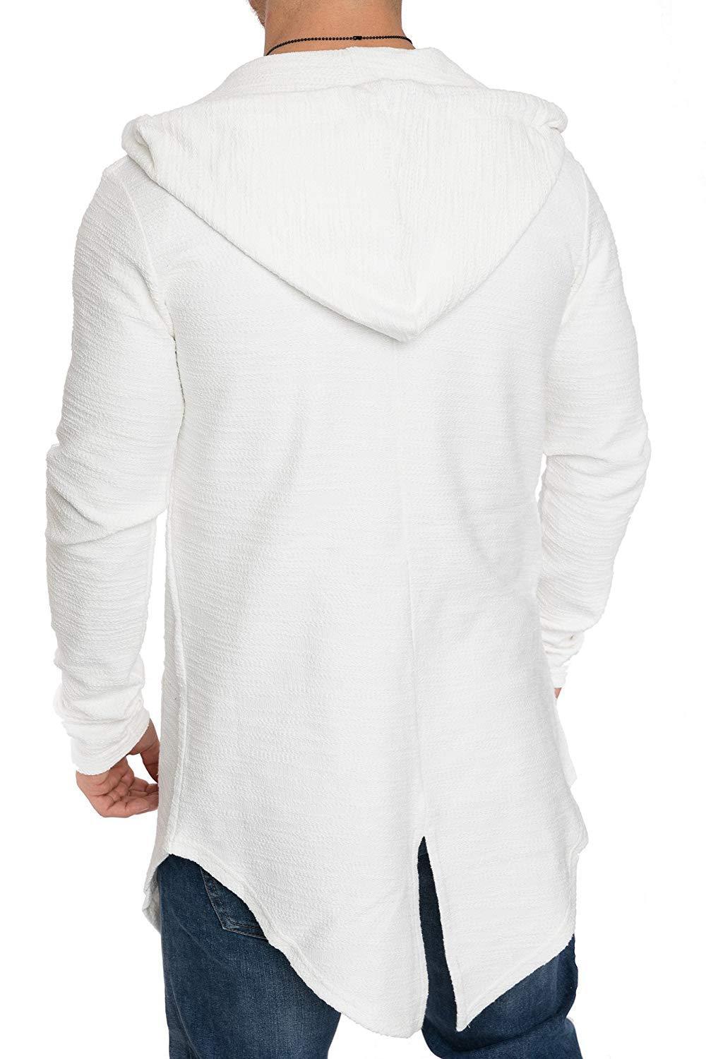 Men Long Sleeves Zipper Long Hoody Overcoat-STYLEGOING