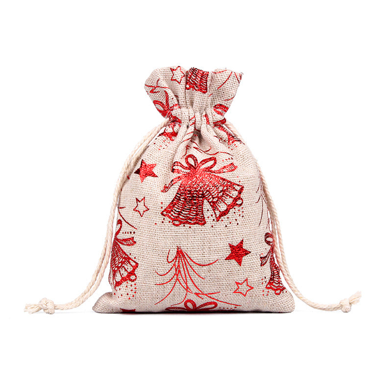 Christmas Linen String Closure Storage Bags 50pcs/Set