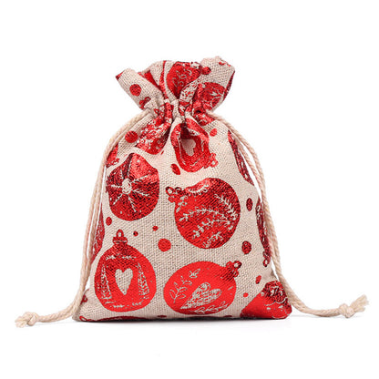 Christmas Linen String Closure Storage Bags 50pcs/Set
