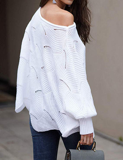 Leisure One Shoulder Plus Sizes Women Knitted Sweaters