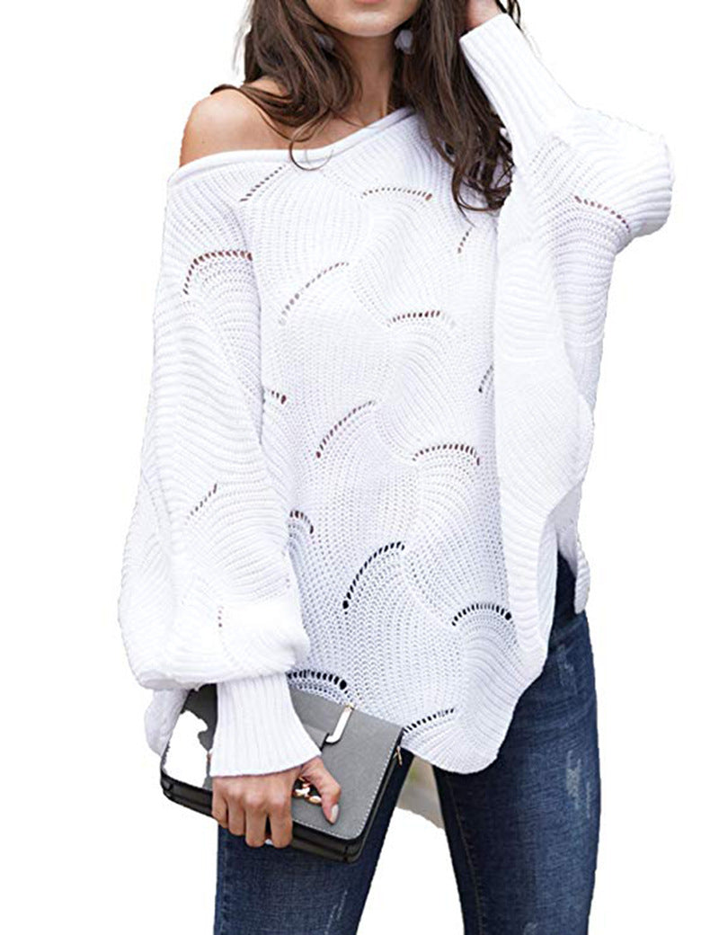 Leisure One Shoulder Plus Sizes Women Knitted Sweaters