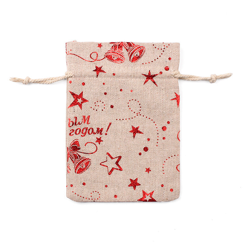 Christmas Linen String Closure Storage Bags 50pcs/Set