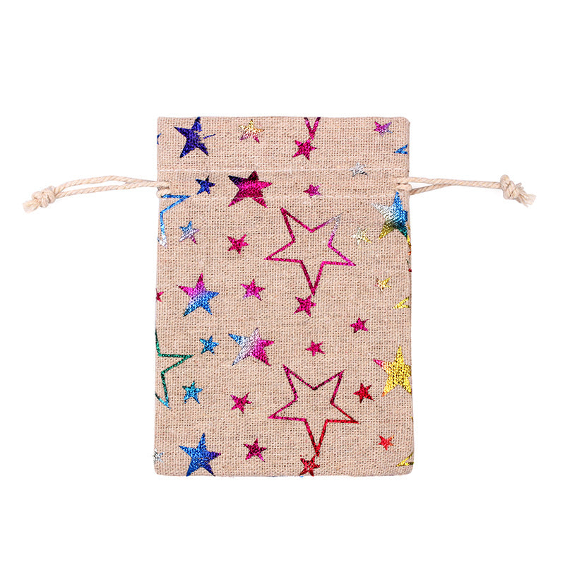 Christmas Linen String Closure Storage Bags 50pcs/Set