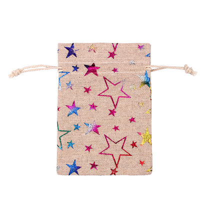 Christmas Linen String Closure Storage Bags 50pcs/Set