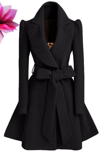 Women Slim Waist Overcoat with Belt-STYLEGOING