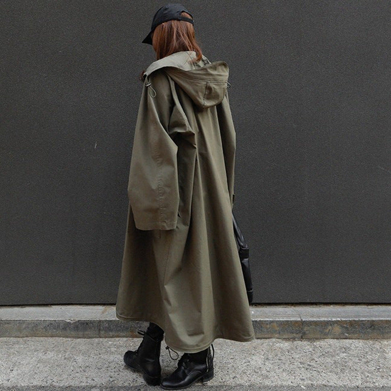 Casual Women Plus Sizes Long Trenchcoat