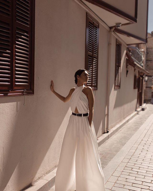 White Sexy Halter Sleevess Backless Jumpsuits-STYLEGOING