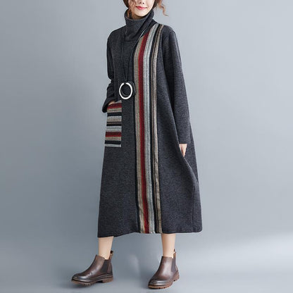 Women Plus Size High Neck Long Dresses-STYLEGOING