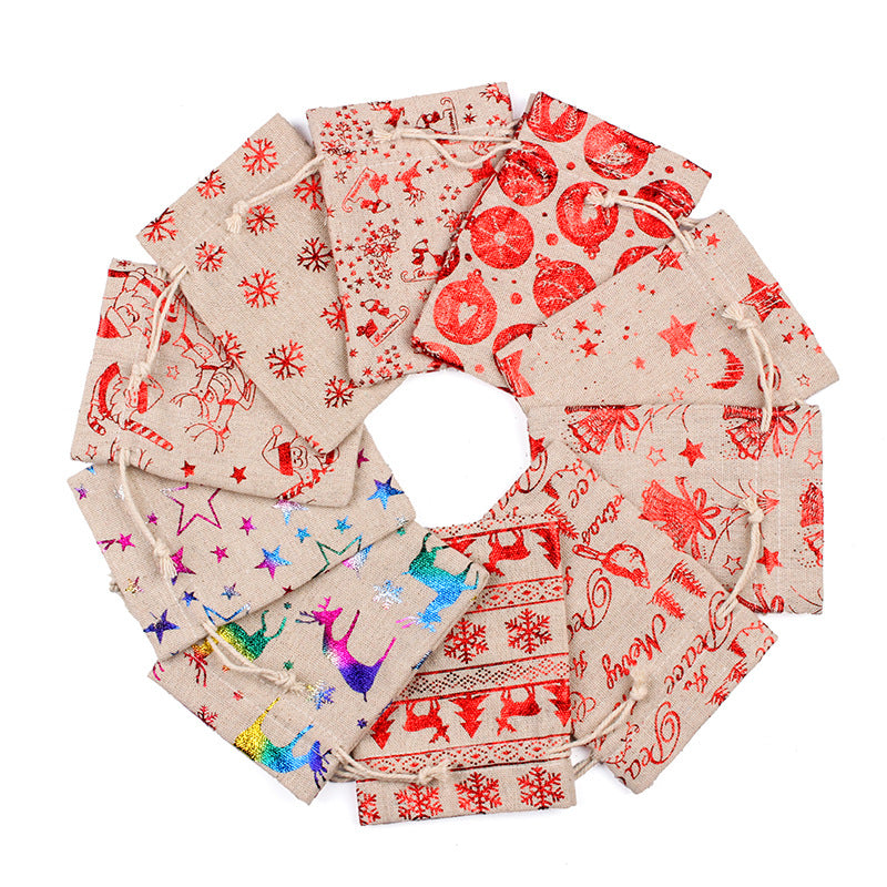 Merry Christmas Linen Candy Bag 50pcs/Set