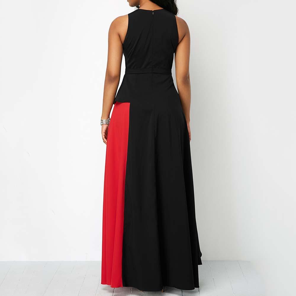 Women Constract Ruffled Long Dresses-STYLEGOING