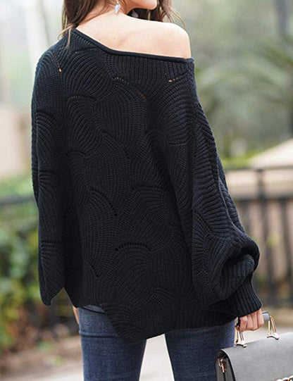 Leisure One Shoulder Plus Sizes Women Knitted Sweaters
