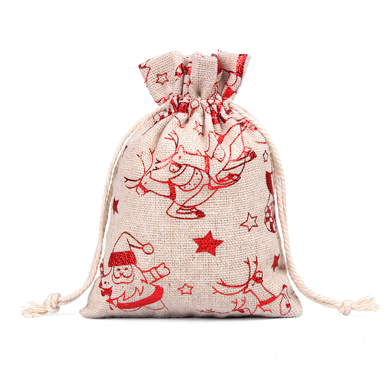 Christmas Linen String Closure Storage Bags 50pcs/Set