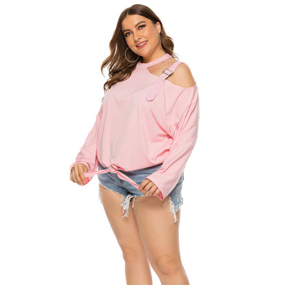 Casual Bowknot Long Sleeves Plus Sizes Women T Shirts