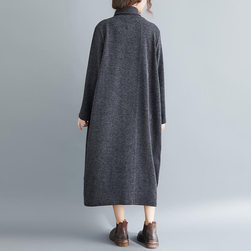 Women Plus Size High Neck Long Dresses-STYLEGOING