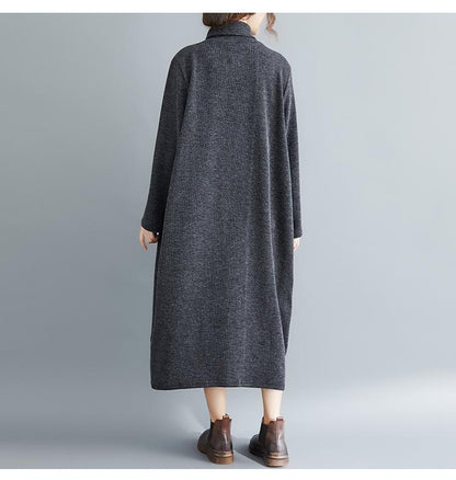 Women Plus Size High Neck Long Dresses-STYLEGOING