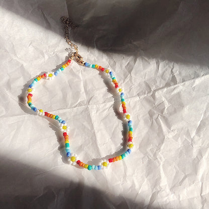 Handmade Colorful Beads String Daisy Design Necklaces for Women