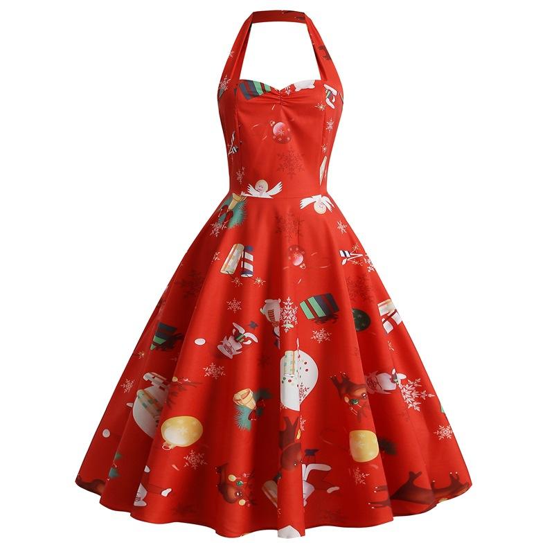 Women Halter Christmas Man Sleeveless Sexy Dresses-STYLEGOING