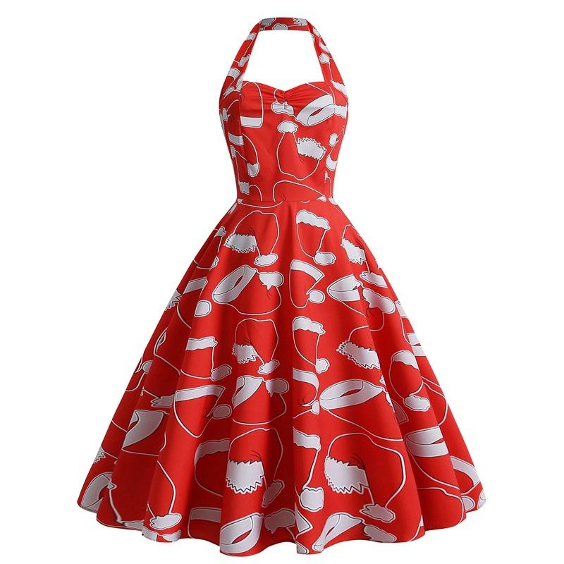 Women Halter Christmas Man Sleeveless Sexy Dresses-STYLEGOING
