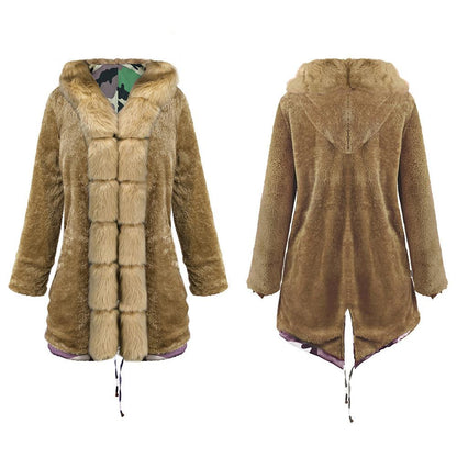 Women Fleece Lined Warm Winter Long Overcoat-STYLEGOING