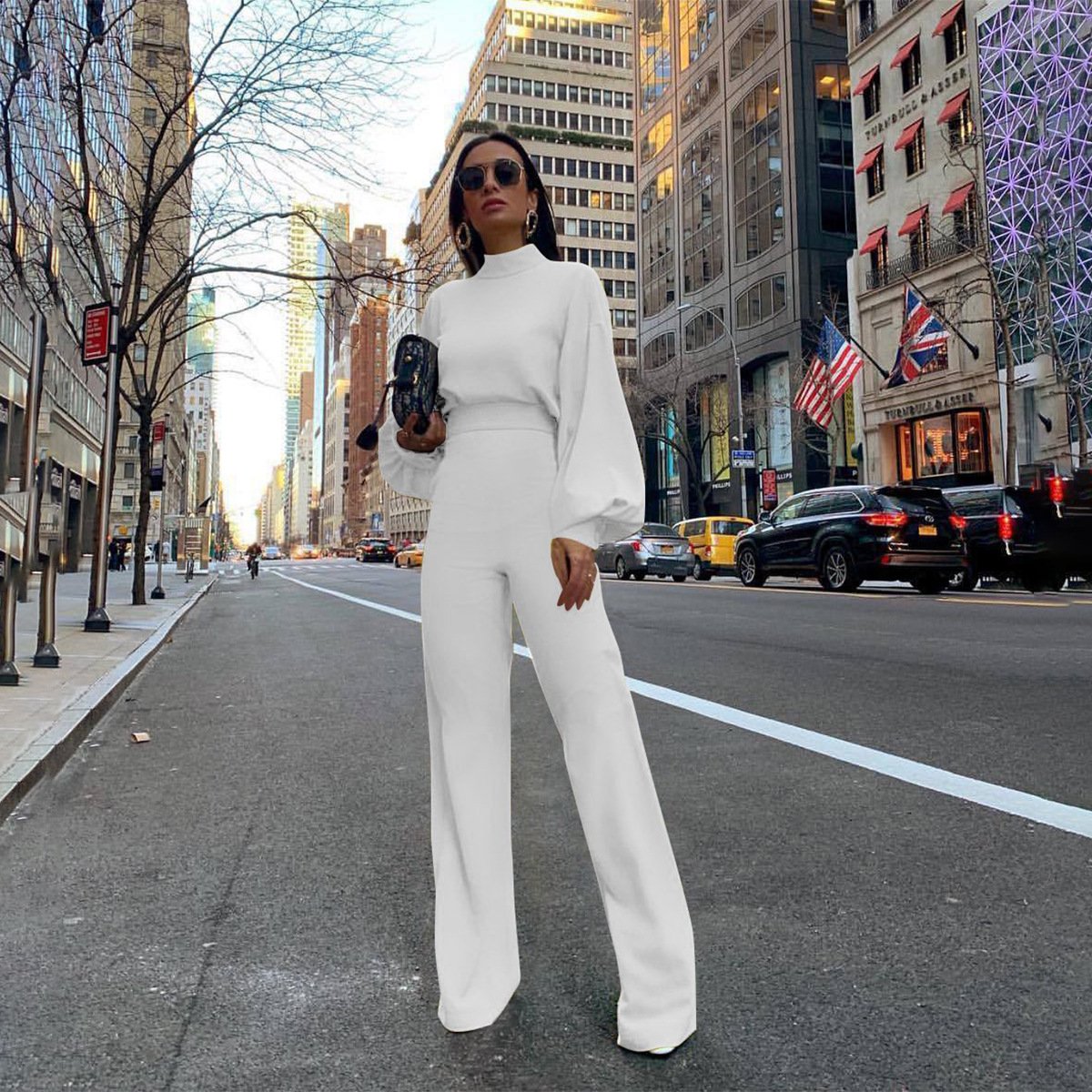 Women High Neck Backless Leisure Fall Jumsuits-STYLEGOING