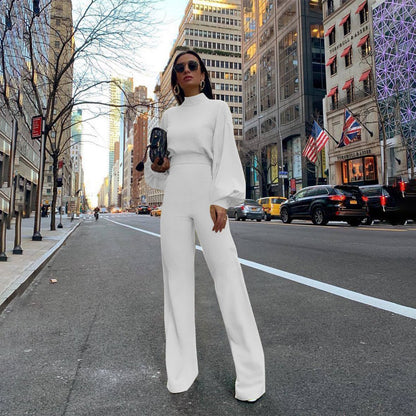 Women High Neck Backless Leisure Fall Jumsuits-STYLEGOING