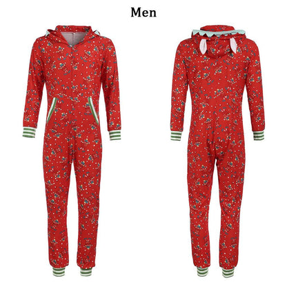 Christmas Parent-Child Hoodies Jumpsuits Pajamas