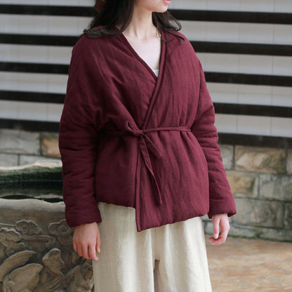 Winter Vintage Linen Warm Short Overcoats
