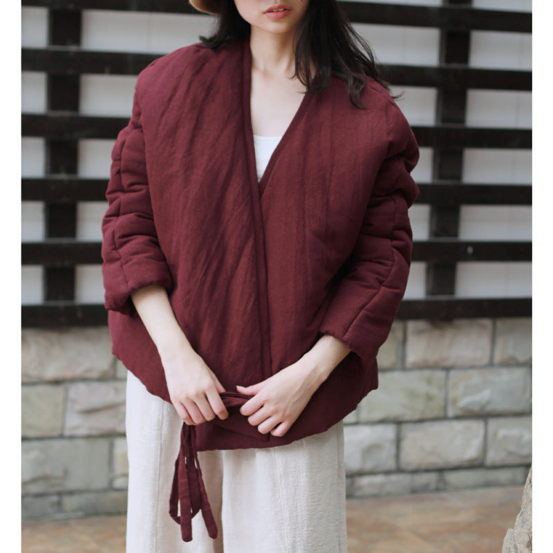 Winter Vintage Linen Warm Short Overcoats