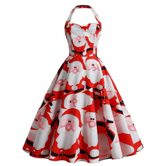 Women Halter Christmas Man Sleeveless Sexy Dresses-STYLEGOING