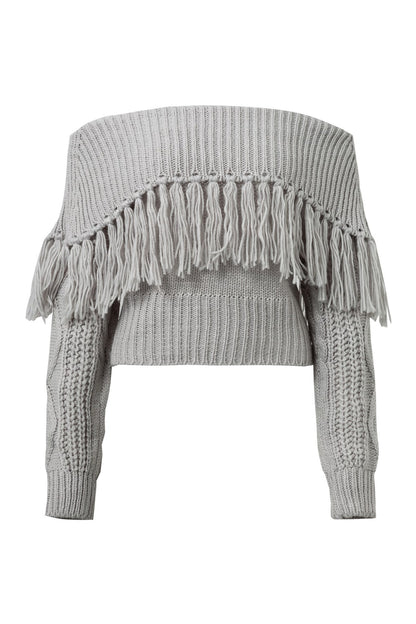 Sexy Off The Shoulder Tassels Women Short Sweaters