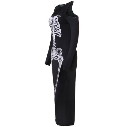 Halloween Skeleton Sexy Women Long Dresses-STYLEGOING
