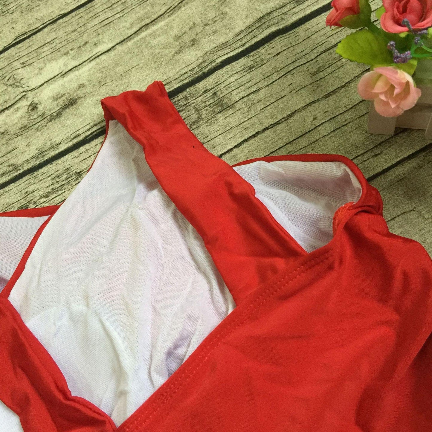 Women V Neck Cross One Piece Swimsuits-STYLEGOING