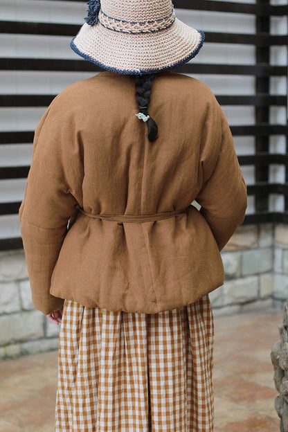 Winter Vintage Linen Warm Short Overcoats