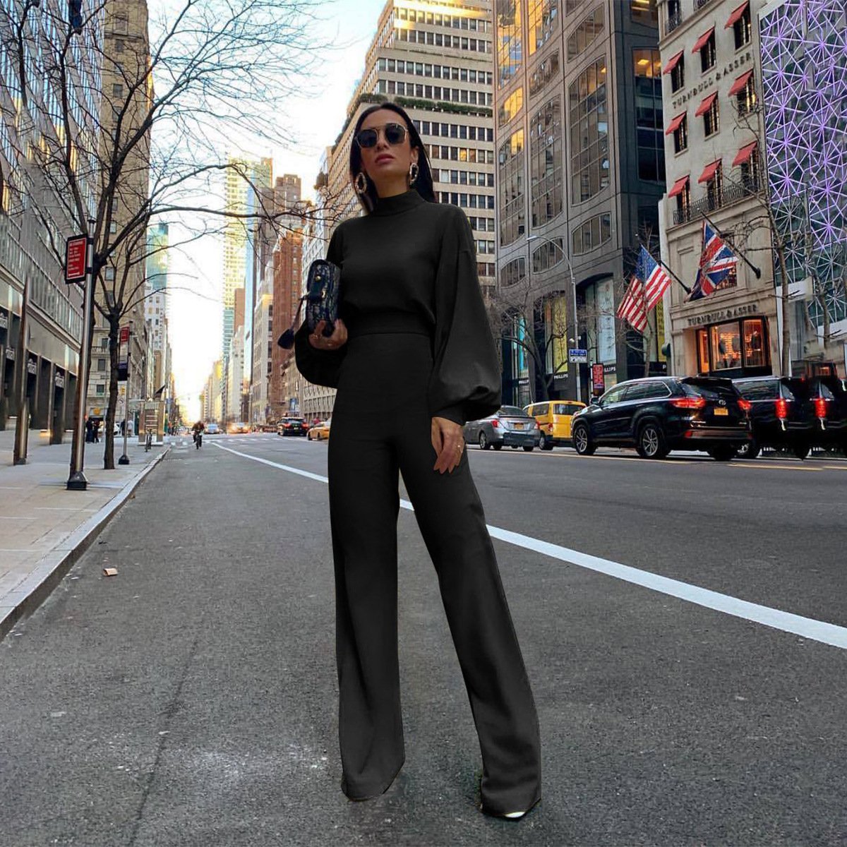 Women High Neck Backless Leisure Fall Jumsuits-STYLEGOING