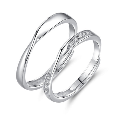 Mobius Design His and Hers Sliver Couple Rings
