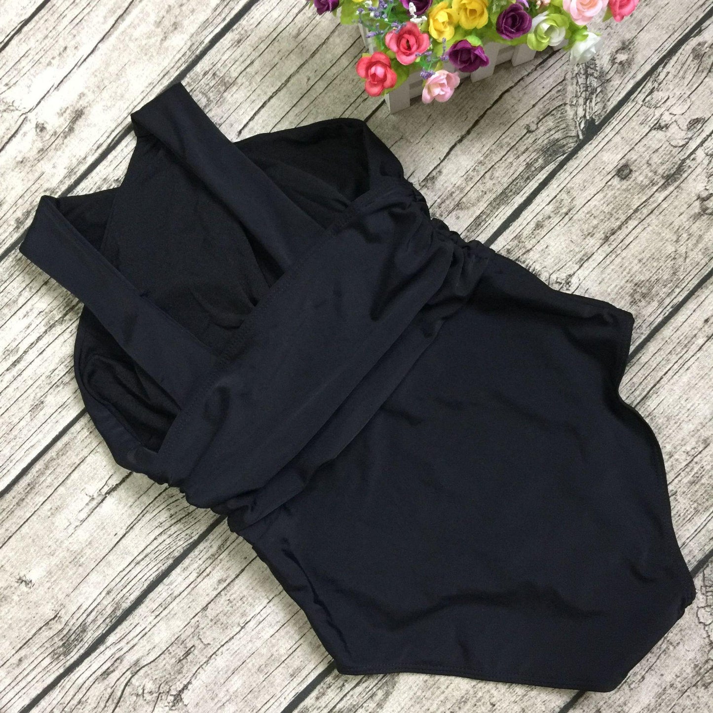 Women V Neck Cross One Piece Swimsuits-STYLEGOING